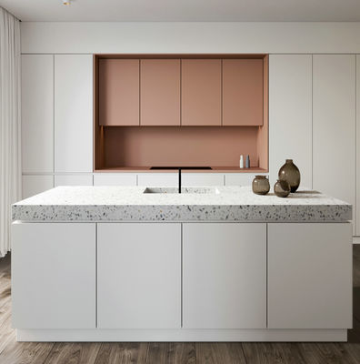 Modern Light Luxury Design Kitchen Wood Melaine Kitchen Cabinet With Island