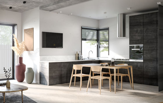 Kitchen Furniture Custom Home Modular Wood Grain Kitchen Cabinet Modern