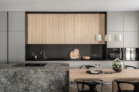 Kitchen Furniture Custom Home Modular Wood Grain Kitchen Cabinet Modern