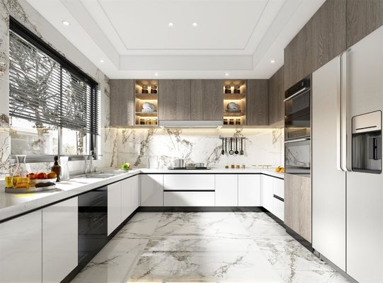 American Style White Shaker Style Lacquer Kitchen Cabinet For Small Apartment