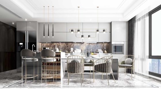 American Style White Shaker Style Lacquer Kitchen Cabinet For Small Apartment