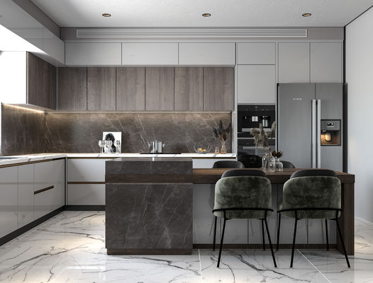 American Style White Shaker Style Lacquer Kitchen Cabinet For Small Apartment
