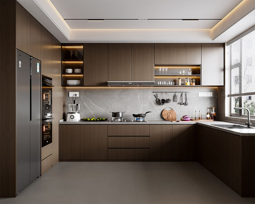 Hotel Modern Kitchen Cabinet With DTC Hardware And Particle Board Carcass