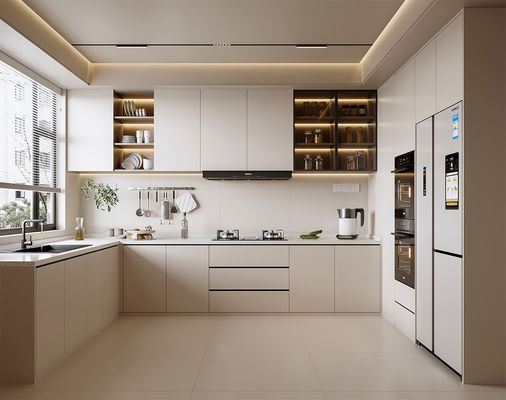 Hotel Modern Kitchen Cabinet With DTC Hardware And Particle Board Carcass