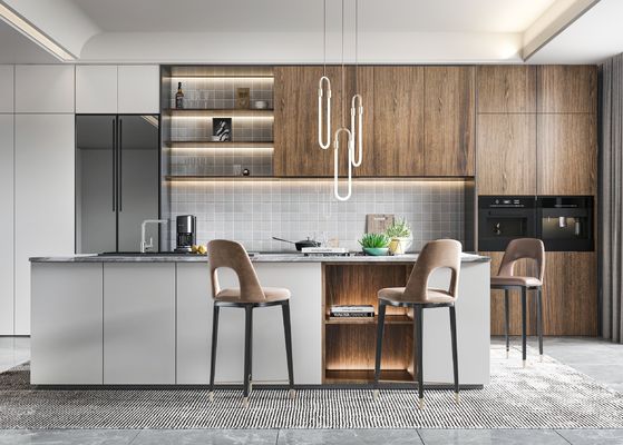 Hotel Modern Kitchen Cabinet With DTC Hardware And Particle Board Carcass