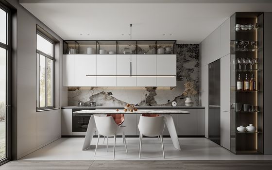 Custom Complete Modern Shaker Designs Island Modular Kitchen Cabinet