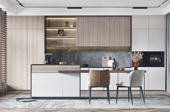 Factory Europe Shaker Modern Kitchen Cabinet With Wood For Apartment