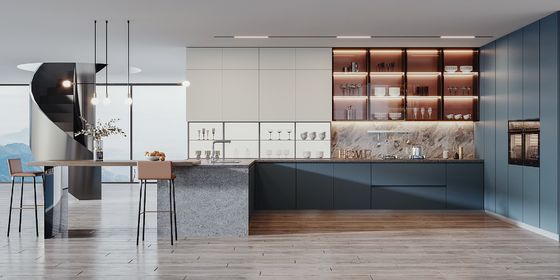 Premium Custom Luxury Wooden Kitchen Cabinets For Villas Carcass Material