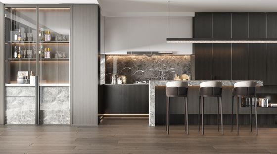 Premium Custom Luxury Wooden Kitchen Cabinets For Villas Carcass Material
