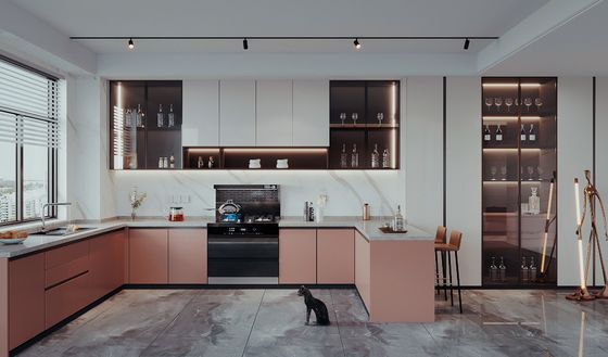 Factory Cherry Kitchen Cabinet With Raised Door With Granite Countertop