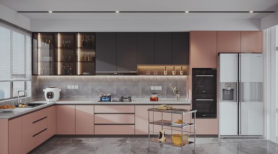 Factory Cherry Kitchen Cabinet With Raised Door With Granite Countertop