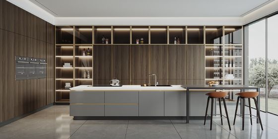 Factory Cherry Kitchen Cabinet With Raised Door With Granite Countertop