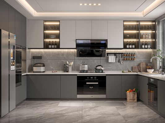 Ready Made Custom Furniture Small Wood Color Modular Oak Kitchen Cabinet Set