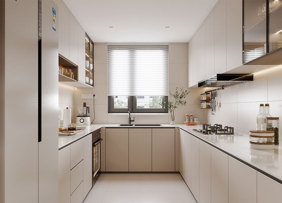 Modern Design White Color And Wood Kitchen Cabinets