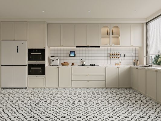 Modern Design White Color And Wood Kitchen Cabinets