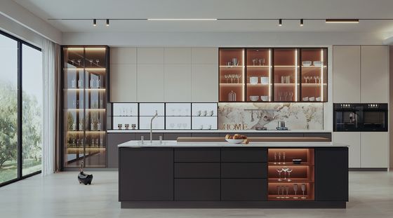 Modern Kitchen Melamine Cabinets Customized Cabinetry Sets Hotel Renovations