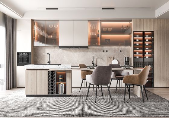 Modern Kitchen Melamine Cabinets Customized Cabinetry Sets Hotel Renovations