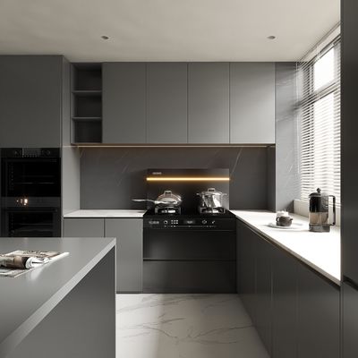 Hidden Drawer Guide Rail European Matt White Kitchen Furniture Kitchen Cabinets