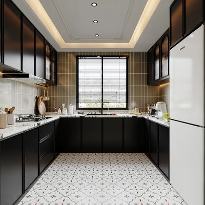 Hidden Drawer Guide Rail European Matt White Kitchen Furniture Kitchen Cabinets
