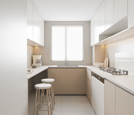 Modular Wood Finish Melamine Kitchen Furniture Custom Kitchen Cabinet