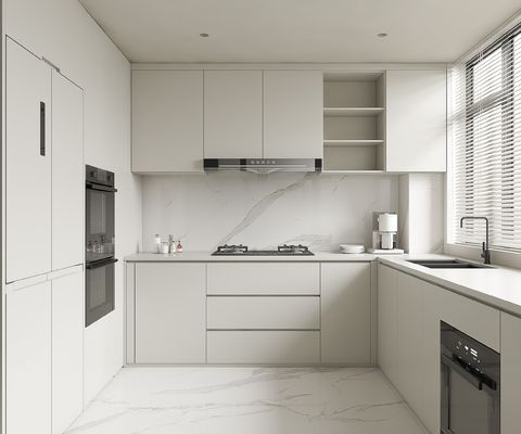 L Shape Furniture Lacquer Finished Kitchen Pantry Cabinet Design With Wall Cupboard