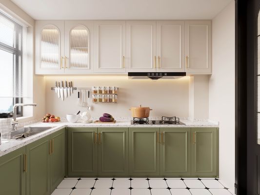 L Shape Furniture Lacquer Finished Kitchen Pantry Cabinet Design With Wall Cupboard