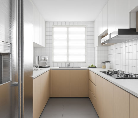 L Shape Furniture Lacquer Finished Kitchen Pantry Cabinet Design With Wall Cupboard
