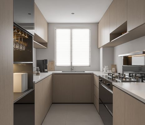 L Shape Furniture Lacquer Finished Kitchen Pantry Cabinet Design With Wall Cupboard