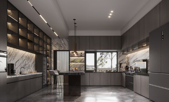 Dining Paticle Board Fireproof And Durable Cabinet Moduar Kitchen Furniture