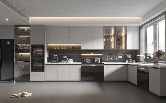 Kitchen Full Furniture Modern Modular Melamine Cabinet With Hidden Drawer