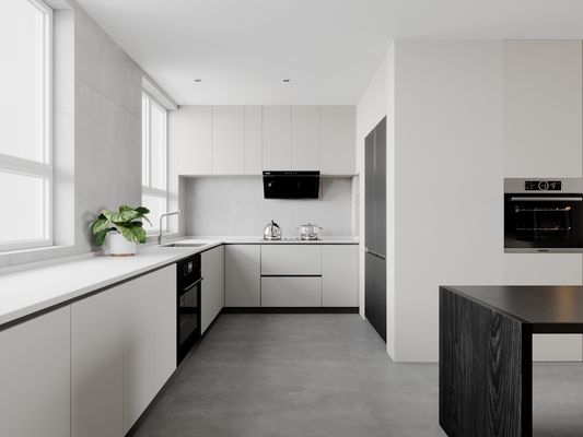 Quick Assembly Modern Grey Kitchen Cabinets Custom Design With Island