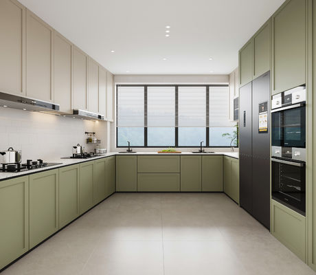 Quick Assembly Modern Grey Kitchen Cabinets Custom Design With Island