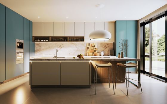 Custom Modular Cupboards Elegant Wood Kitchen Cabinet For Hotel