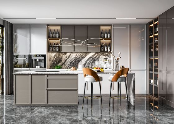Custom Modular Cupboards Elegant Wood Kitchen Cabinet For Hotel