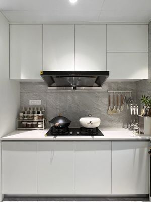 Flat Kitchen Cabinets Wall Mount Design Classic MDF PVC For Commercial projects