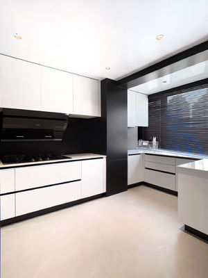 Chic Durable Modern High Gloss PVC Blister Door Wooden Luxury Kitchen Cabinet