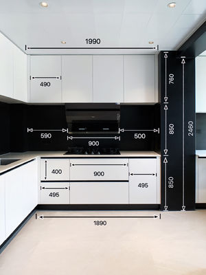 Chic Durable Modern High Gloss PVC Blister Door Wooden Luxury Kitchen Cabinet