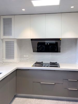 L Shape White Shaker Customized Kitchen Furniture Island Kitchen Cabinet