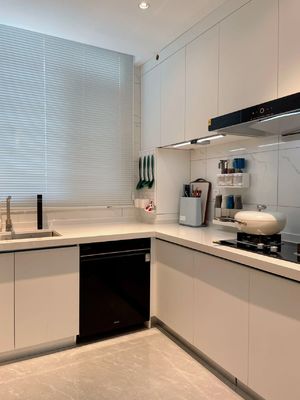 L Shape White Shaker Customized Kitchen Furniture Island Kitchen Cabinet