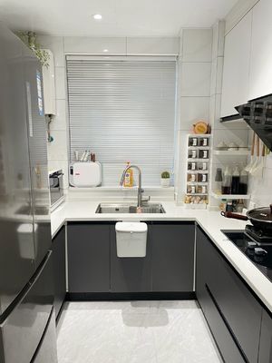 L Shape White Shaker Customized Kitchen Furniture Island Kitchen Cabinet
