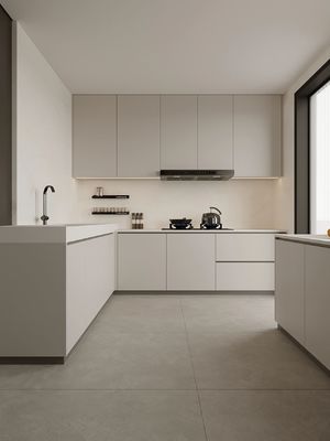 L Shape White Shaker Customized Kitchen Furniture Island Kitchen Cabinet
