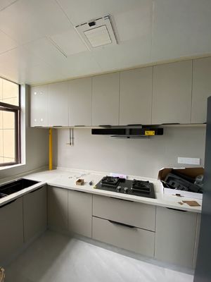Kitchen Cabinet With 304 Ss Metal Countertops And Double Sinks For Hotel