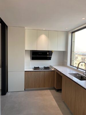 Apartment Modern Villa Furniture Melamine Kitchen Cabinet With Island