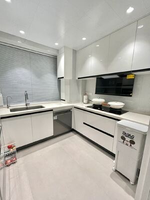 Apartment Modern Villa Furniture Melamine Kitchen Cabinet With Island