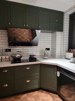 Apartment Modern Villa Furniture Melamine Kitchen Cabinet With Island