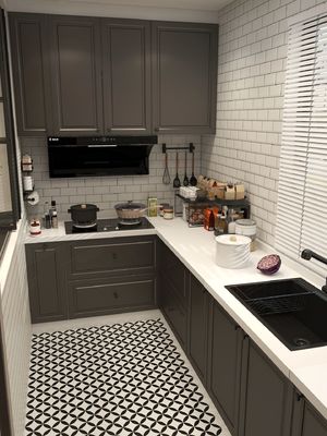 Modern Design Melamine White Kitchen Pantry Cabinet With Countertop