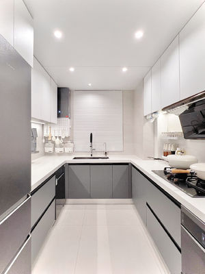 Modern Design Melamine White Kitchen Pantry Cabinet With Countertop