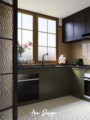 Custom American Oak  White Paint Kitchen Cabinet For Apartment
