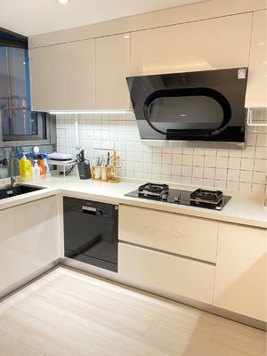 Hotel European Style Luxury Solid Wood Base Prefabricated Kitchen Cabient