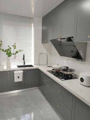 Customized Free Design PVC Glossy Kitchen Cabinet For Apartment Villa